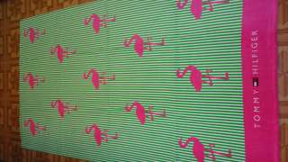 NWT TOMMY HILFIGER BEACH TOWEL PINK FLAMINGOS 40x70 IN. 100% COTTON 
