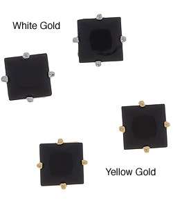 14k Gold Square Black Onyx Stud Earrings  