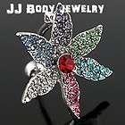 Reverse Navel Belly Ring Top Drop 4 Gems items in JJ Body Jewelry 