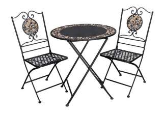 Set/3 Fusion Ceramic Metal Bistro Patio Table And Chairs 758647615346 
