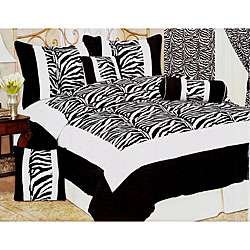 Zebra 7 piece Microsuede Comforter Set  