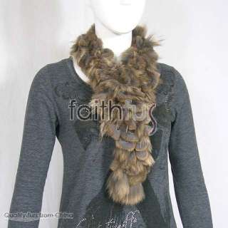 This is a real rex rabbit fur with racoon fur mixed scarf for ladies.A 