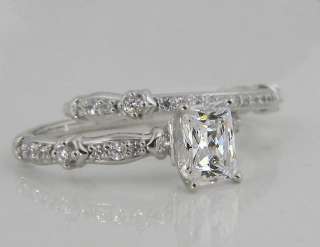 74 CTW EMERALD RADIANT CUT WEDDING RING SET W/ACCENTS SOLID 14K GOLD 
