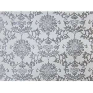  57 Wide Barneys Pewter Damask Chenille Fabric by the Yard 