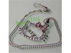   quality hello kitty pink bow crystal necklace and bracelet set F11