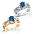 14k Gold 3/4ct TDW Blue and White Diamond Bridal Ring Set (G H, SI2)