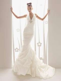 mermaid Halter custom bridal wedding dress gown V neck backless ball 