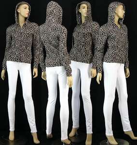New Womens Animal Cheetah Print Hoodie Jacket Casual Ladies Long 