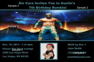 WWE Sin Cara Birthday Party Invitations & Envelopes ( Many designs 