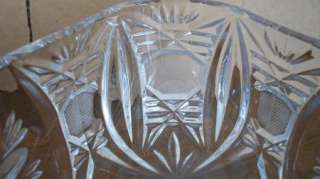 Large Cut Glass Footed Candy Bowl With Lid Floral Design  
