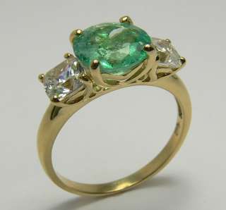 0tcw Glitzy Colombian Emerald & Russian CZ Ring  