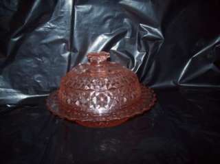   buttons and bows vintage pink depression covered butter dish jeannette