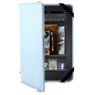 Blue Leather Folio Flip Carry Cover Case Pouch for  Kindle Fire 