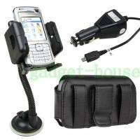 Car Charger+Holder+Leather case For Samsung Galaxy S Epic 4G Sprint 