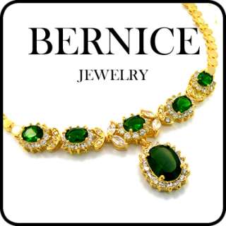   JEWELRY GREEN EMERALD YELLOW GOLD P PENDANT NECKLACE NECK CHAIN  