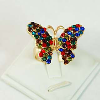 r6221 Charm Butterfly Colorized Diamante Cz Gold Plated Jewelry 