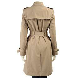 London Fog Womens Round Buckle Trench Coat  