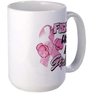Fight Like A Girl Distressed Pink Health Large Mug by  