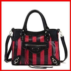  Hand Bag Tote Office Lady Stripes Fashion Red 170388 
