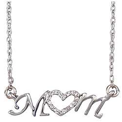 Sterling Silver Diamond Mom Necklace  