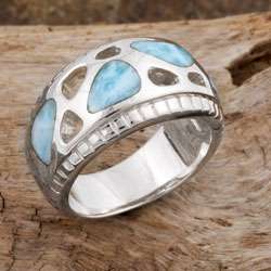 Sterling Silver Pebble Larimar Ring (Dominican Republic)   