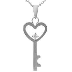 Tressa Sterling Silver Heart/ Key Necklace  