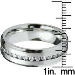 Stainless Steel Mens Cubic Zirconia Ring  