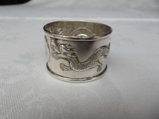   Chinese Silver Napkin Ring   Dragons   maker WN or NM   export c1900