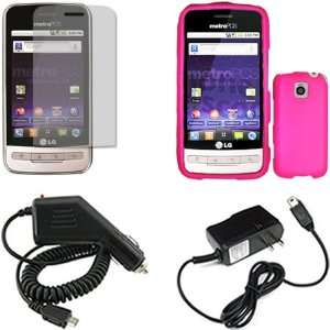  iNcido Brand LG Optimus M MS690 Combo Rubber Hot Pink 