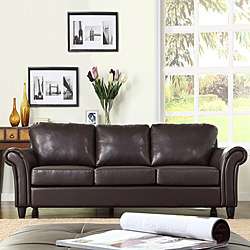 Petrie Dark Brown Faux Leather Sofa  