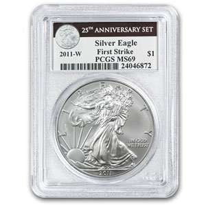  2011 W Silver Eagle Burnished MS 69 25th Anniv. Label FS 
