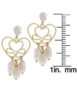 14k Yellow Gold Filigree Heart Earrings  