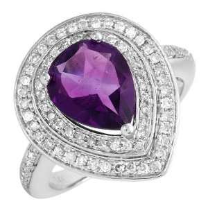 Ring With 2.64ctw Precious Stones   Genuine Diamonds and Amethyst Well 