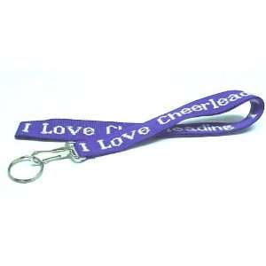  I Love Cheerleading Keychain Lanyard   Purple   12pcs 