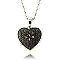 Sterling Silver White Topaz and Black Diamond Accent Heart Necklace 