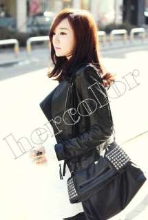 2011 NWT Fashion Women PU Leather Zip Slim Jacket Coat Black S/M/L 
