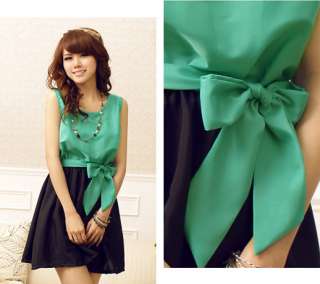   Fashion Style Green/Yellow Dress Waistline bow tie strap NEW  