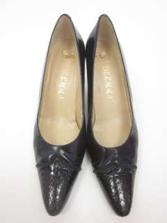 DELMAN Black Snakeskin Toe Heel Detail Pumps Shoes Sz 8  