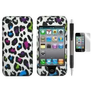 Colorful Leopard Design Protector Hard Case Cover for Apple Iphone 4 