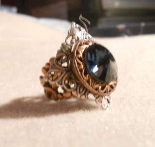 osO BEATRIX Oso silver and copper filigree blue montana ring  