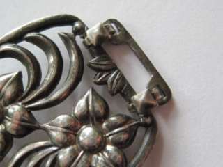Vintage Art Nouveau / Art Deco Sterling Silver Flower Bracelet  
