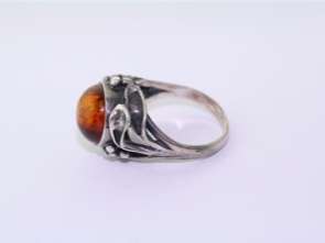 Native American Sterling Silver Amber Ring Size 6 1/5  
