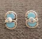 Sterling Silver Zuni Turquoise Snake Earrings Effie Calavaza Native 