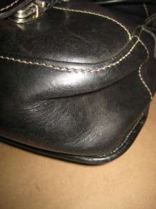 ROOTS Vintage Black Leather Medium Satchel Field Bag Cross Body 