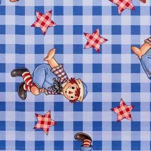   Raggedy Andy Tossed on Gingham / Plaid Fabric Arts, Crafts & Sewing