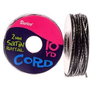  2mm Satin Rattail Cord, Black/Silver, 10 yd roll (Pack of 