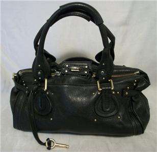 Chloe Made in Italy Paddington Black Leather Satchel Handbag Bag 