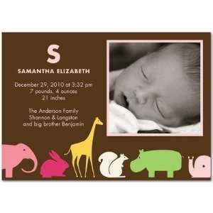  Birth Announcements   Zoo Animals Tea Rose By Dwell Baby