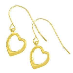  10 Karat Yellow Gold Open Heart Dangle Earrings Jewelry