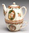 Tea for Two Musical Teapot Porcelain with Victorian Era man & woman 